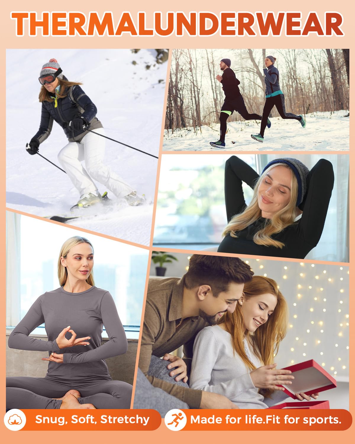 CL convallaria Long Johns - Ropa interior térmica para mujer, forro polar, capa base superior e inferior para clima frío, tallas XS-4XL