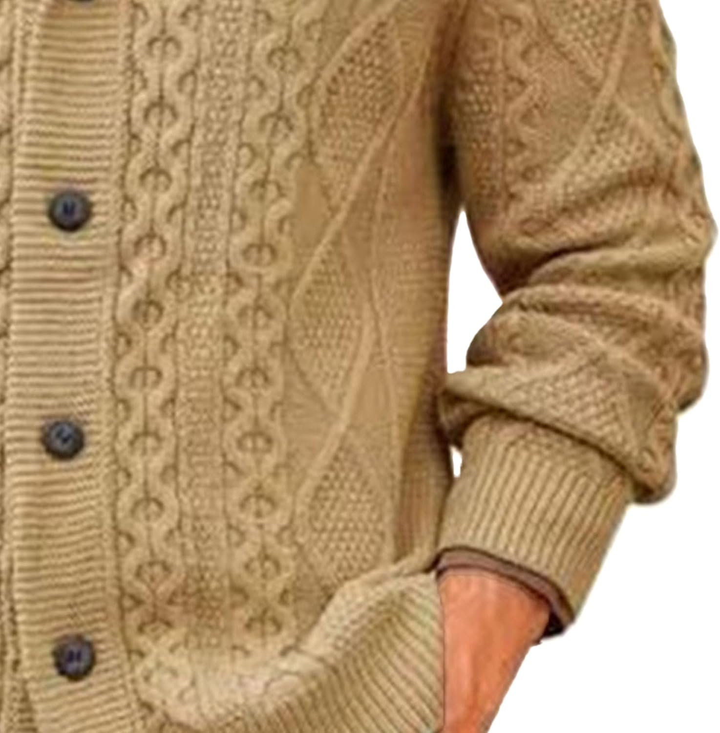 Men's Cable Knit Cardigan Sweater Button-Down Knitted Sweaters Cardigans Fall Long Sleeve Casual Sweaters