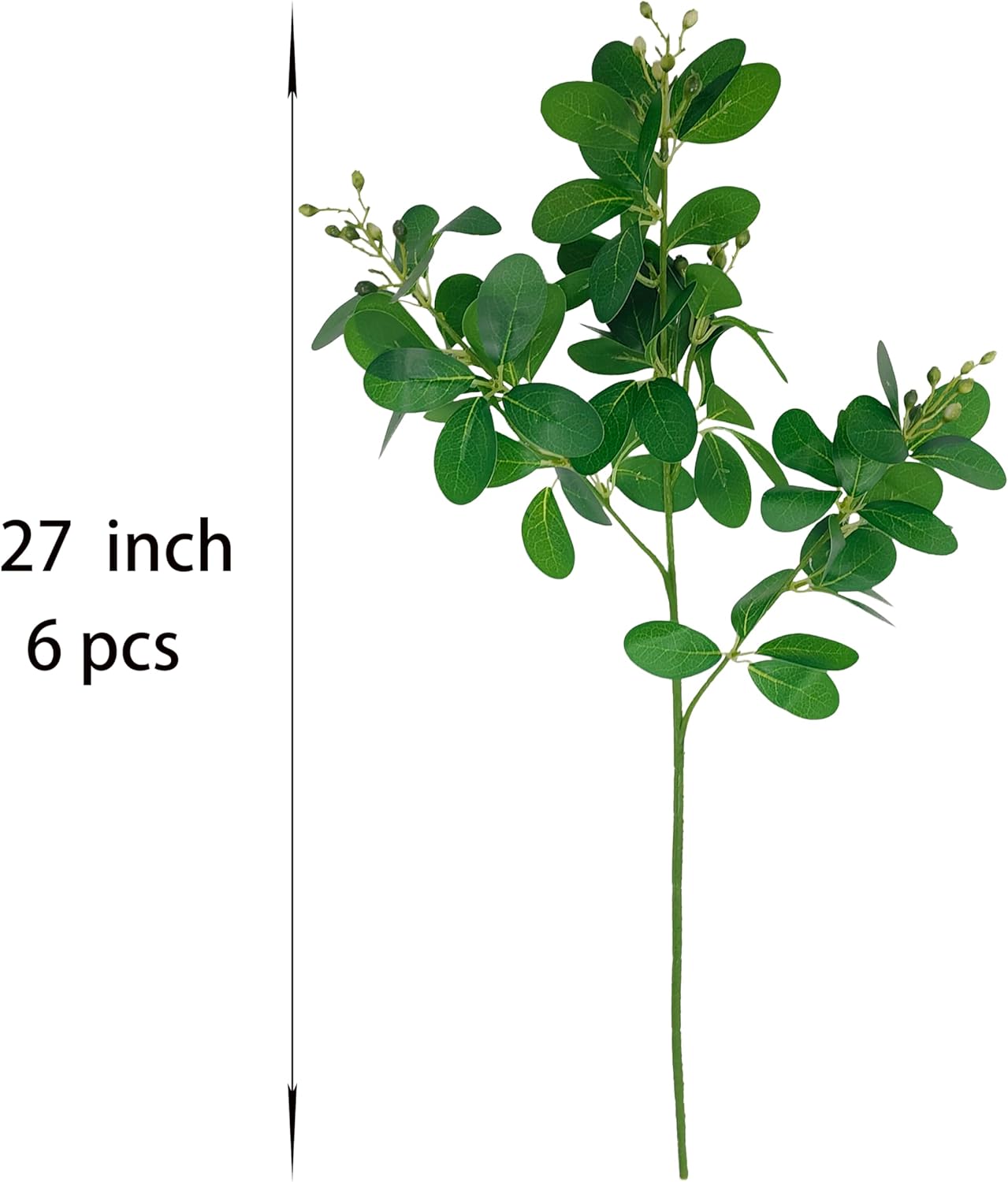 27''Artificial Greenery Ficus Stems,6 Pcs Decorative Tree Branches for Vases,Faux Plant Stems Faux Branches with Leaves Faux Greenery Stems (6, 27 inches)