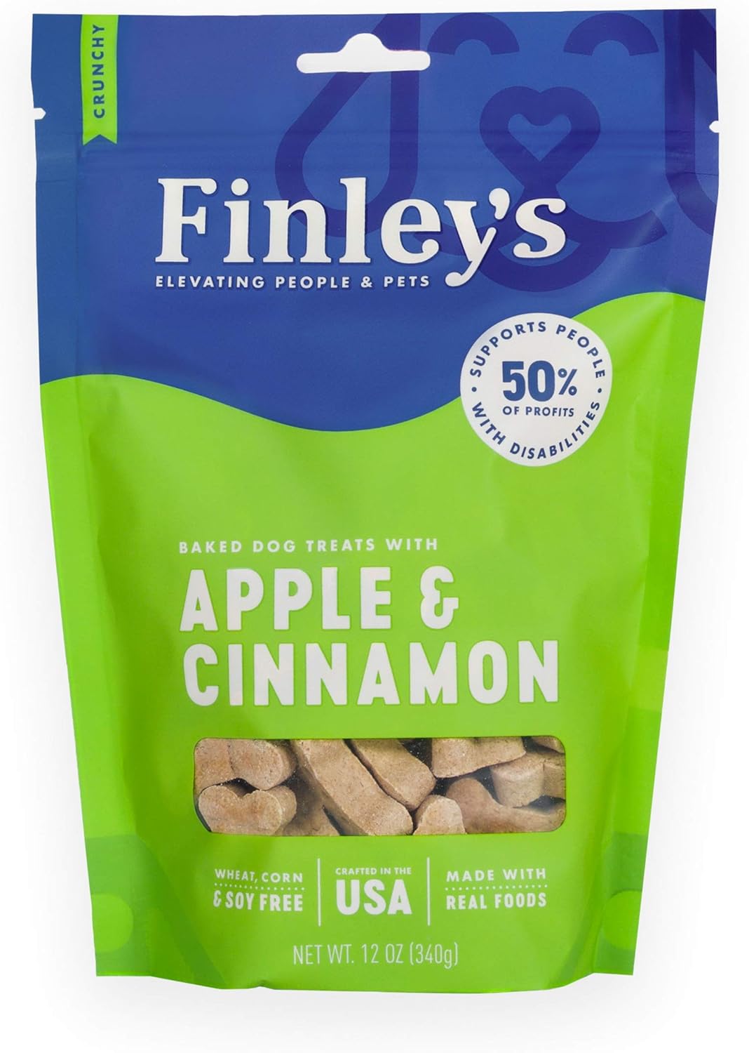 Finley's Apple Cinnamon Dog Biscuits Treats for Dogs Made in USA Natural Apple