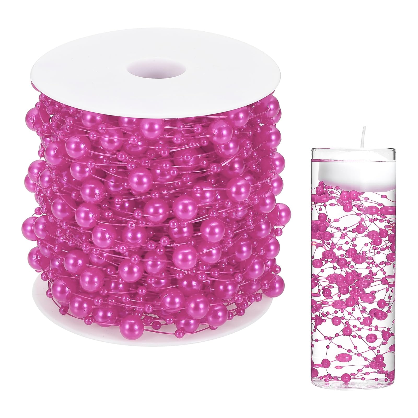 Centros de mesa para jarrones que necesitan volumen con cuentas flotantes artificiales rosa