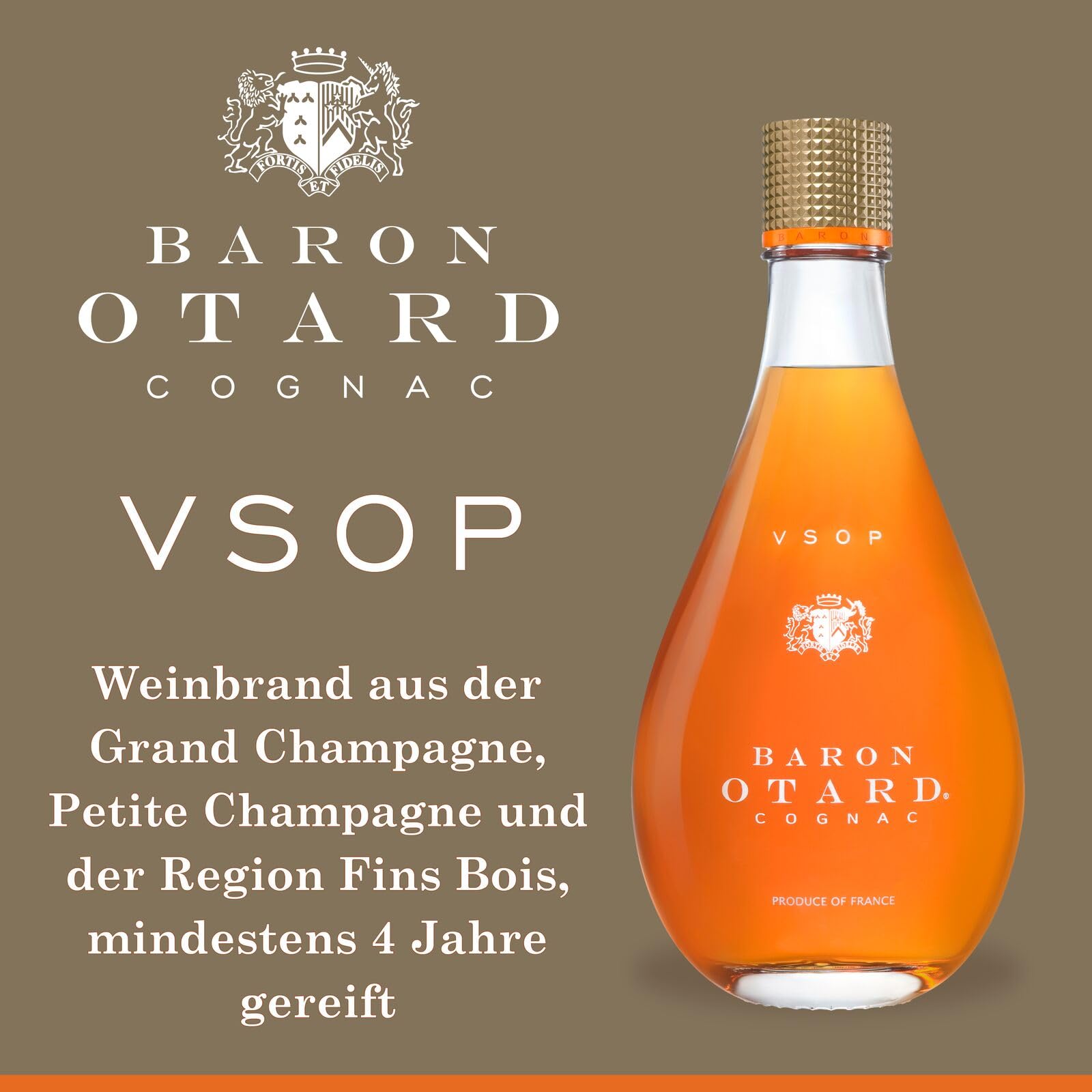 Baron Otard VSOP Cognac 40% 70cl Doppelt destillierter Premium-Cognac gereift in Eichenfässern