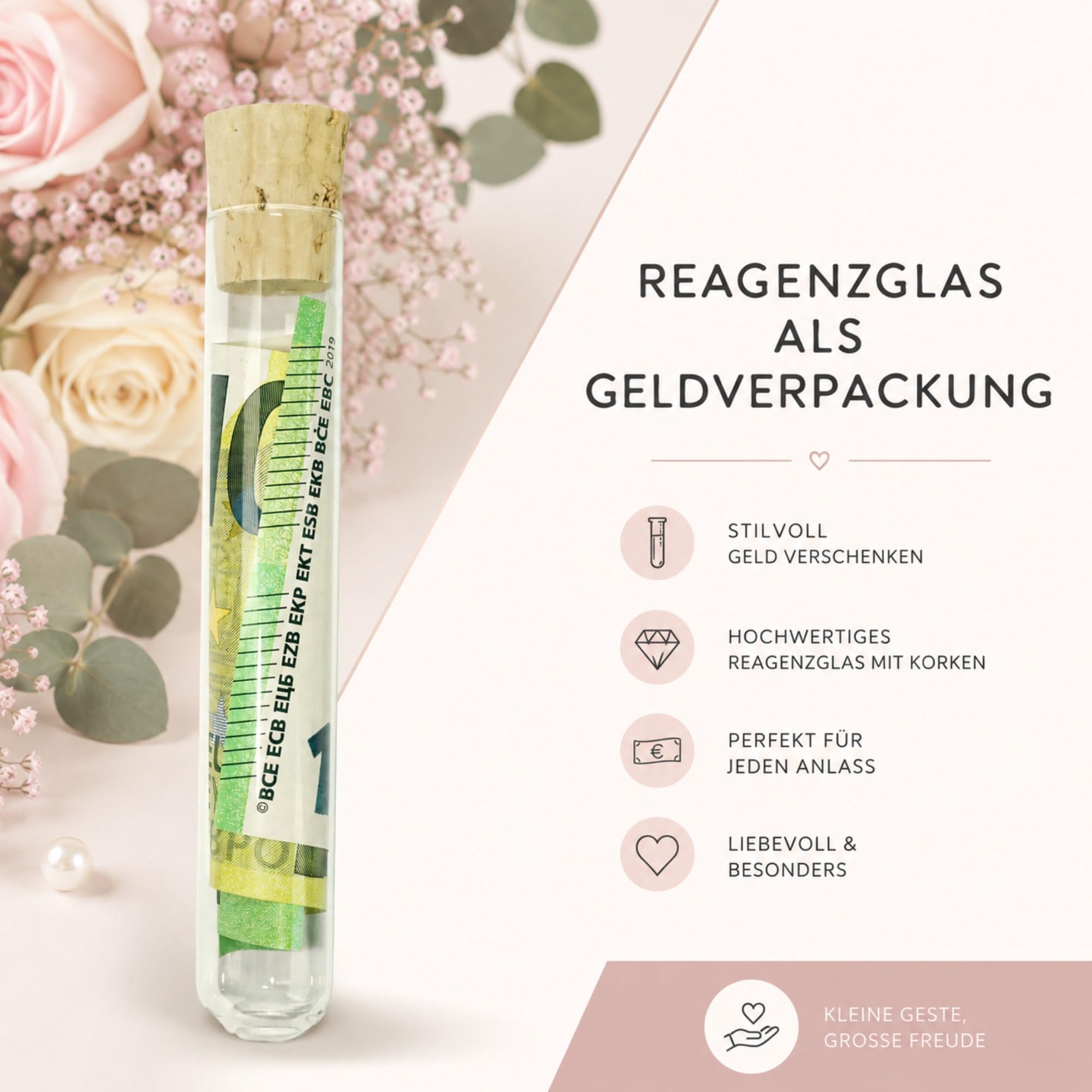 Geldgeschenk Hochzeit, Holzbox mit Schlüsselanhänger, Gravur