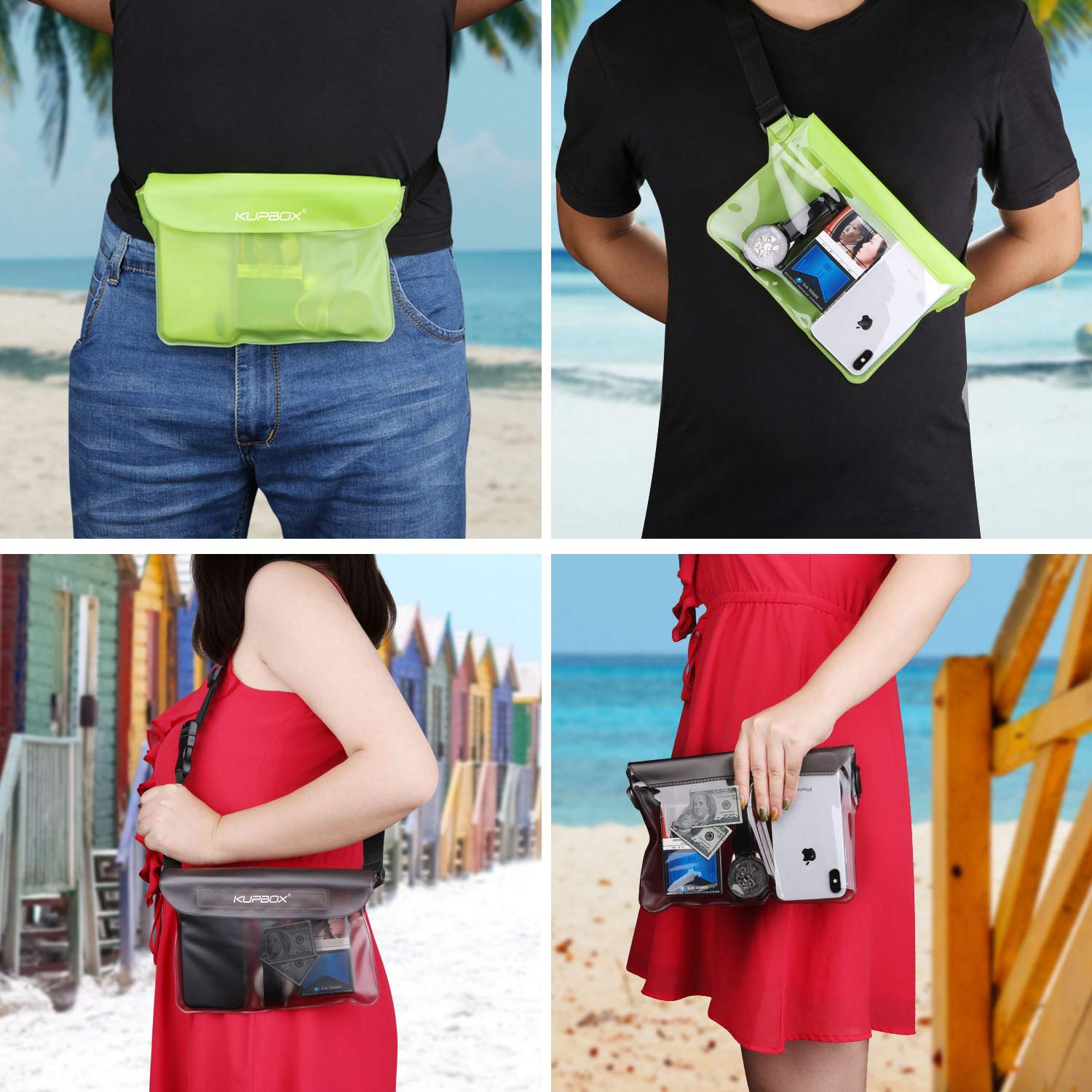 Mandwot Lot de 2 pochettes étanches pour téléphone portable avec sangle