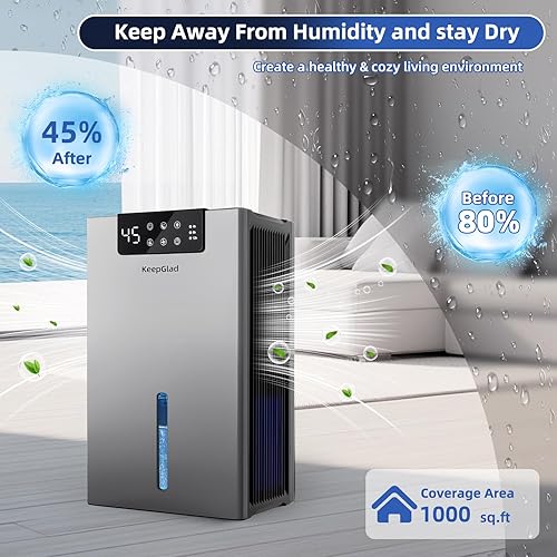 Miniatura 2 de Deshumidificador, deshumidificadores para el hogar (1000 pies cuadrados), tanque de agua de 98 onzas, filtro de aire lavable deshumidificador,