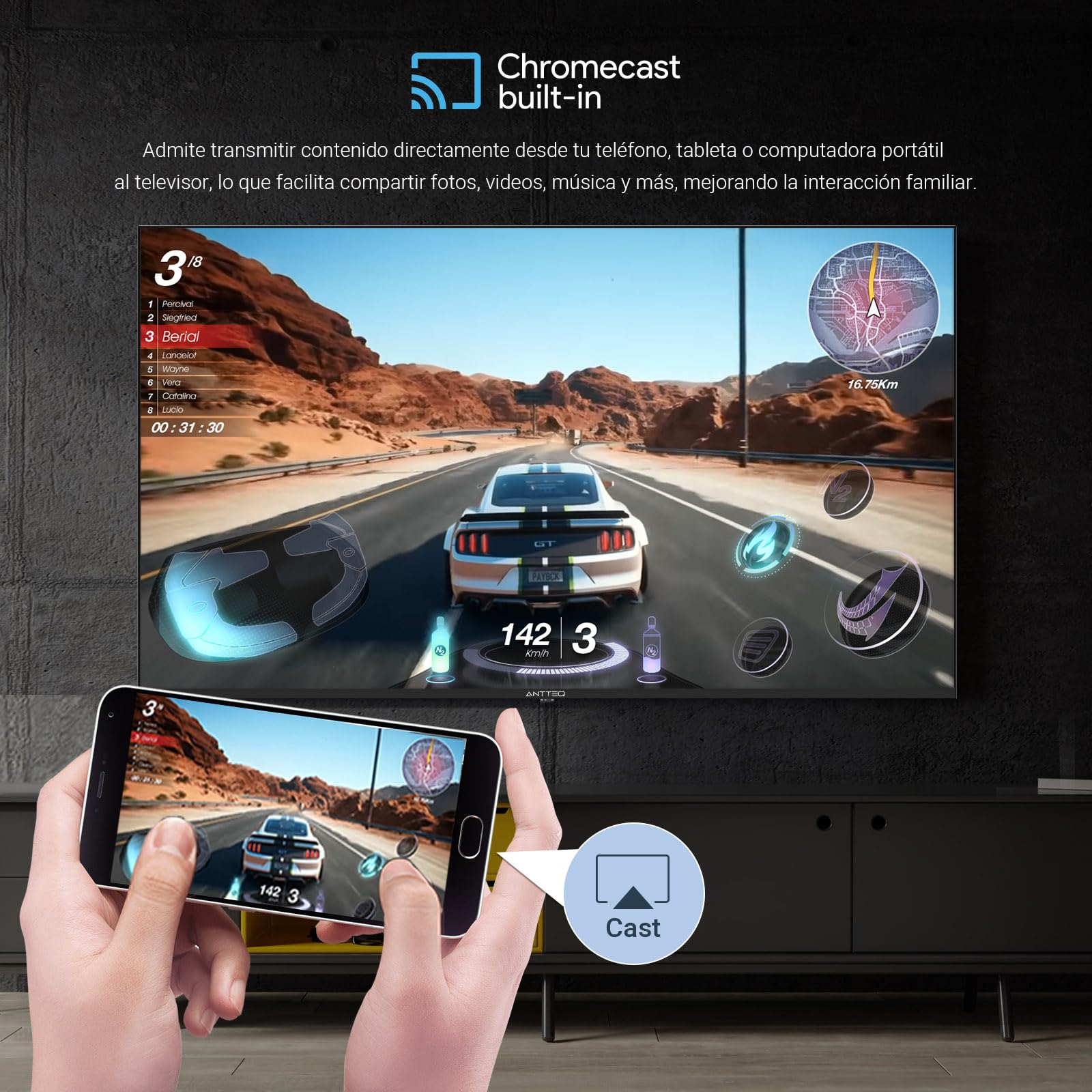 Antteq Q43 Edge QLED Smart TV 43 Pulgadas(TV 109cm) 4K,HDR,Frameless,App Store(10000+ APPs),Bluetooth Voice Assistant,WiFi 2.4G/5G