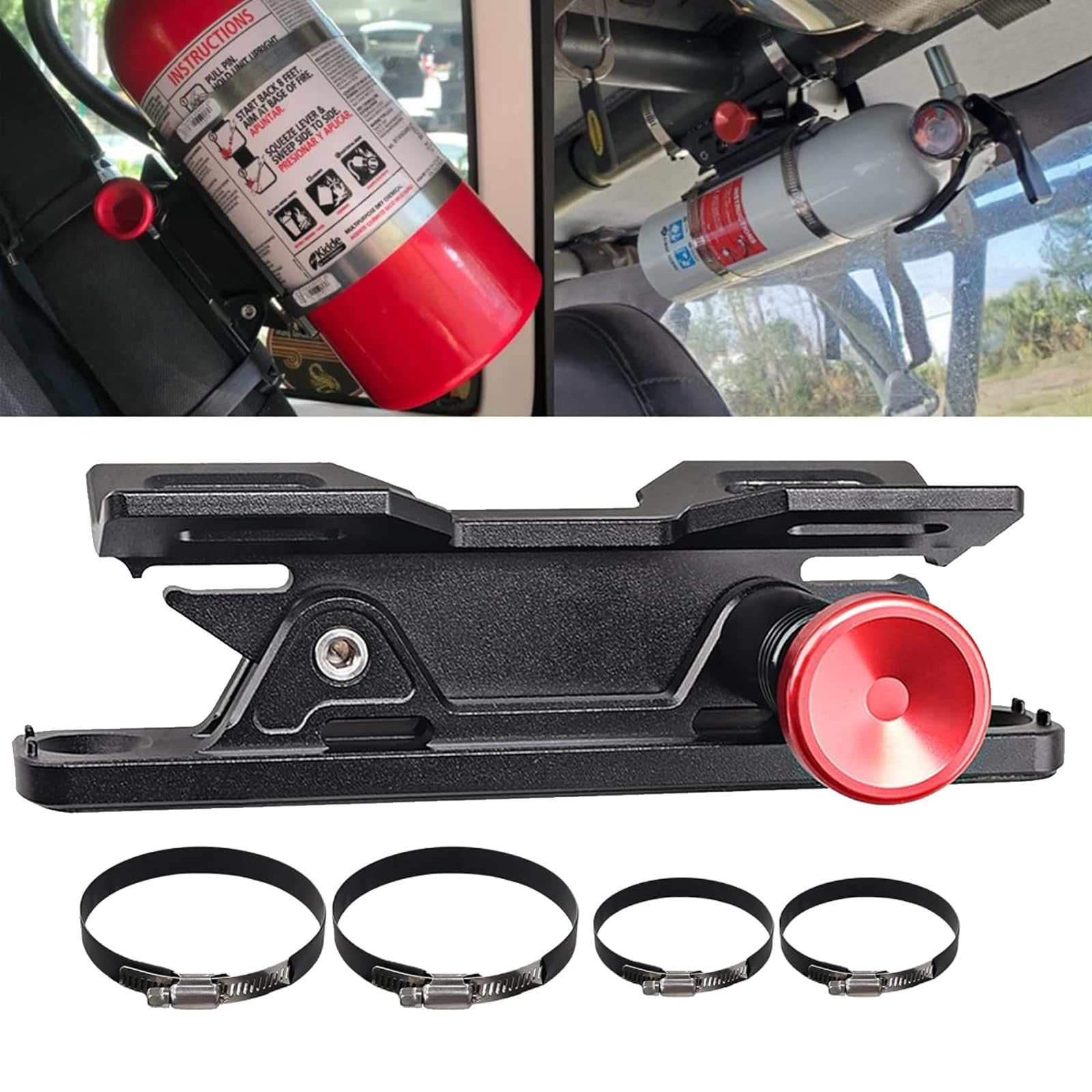 samman Universal Roll Bar Fire Extinguisher Mount Quick Release Bottle Holder Bracket Compatible with Jeep Wrangler Polaris UTV Cam-Am ATV