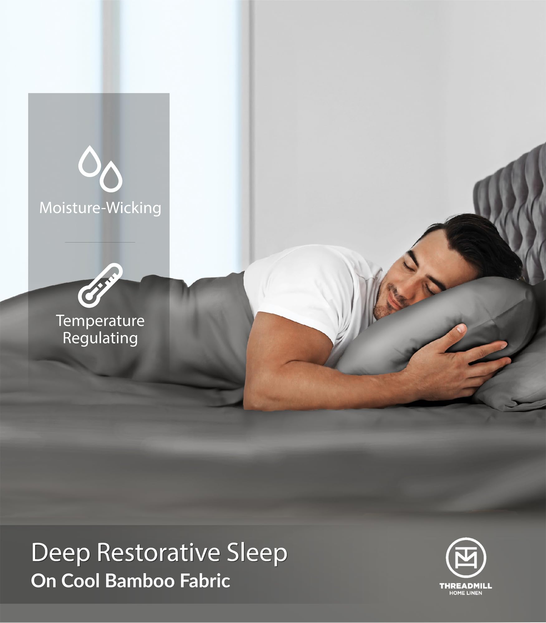 Threadmill Rayon Bamboo Twin XL Sheets for Twin XL Size Bed, 3 Piece Cooling Bed Sheets Set Dark Grey - Silky Soft, Lightweight, Breathable -15 Inch Deep Pocket -Moisture Wicking & Temp Regulating