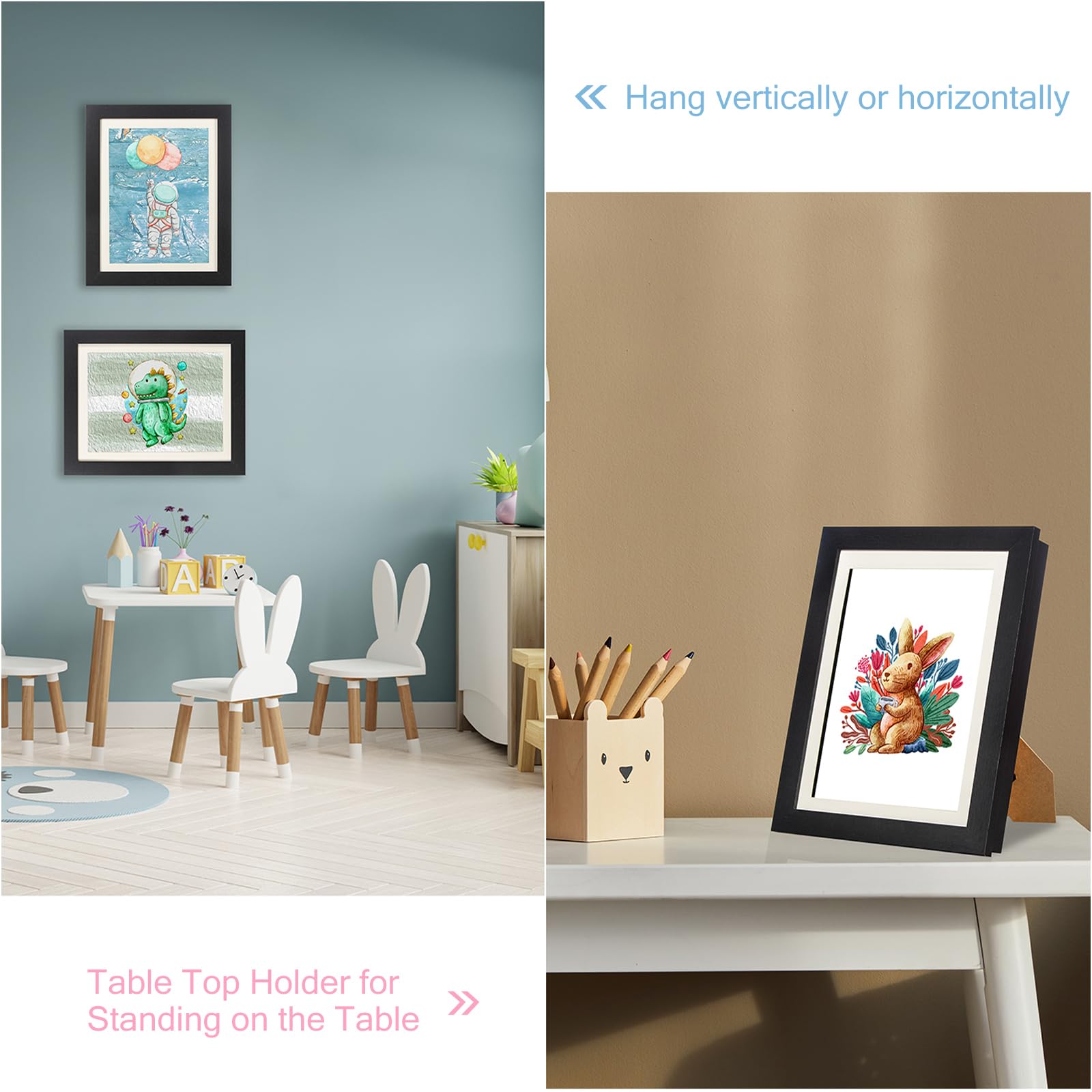 Ulatemo Kids Art Frames Changeable - Kids Artwork Frames Front Opening Holds 150 Drawings, Display Storage Frame for Wall, 3D Picture, Crafts, Hanging Art, Portfolio [2 pack]