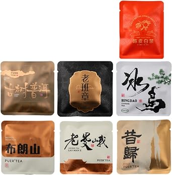 Premium Pu'er Tea Assortment - 7g/packet, Pu-erh, White, and Ripe Tea Cakes In 7 Different Flavors - Perfect for Travel 20