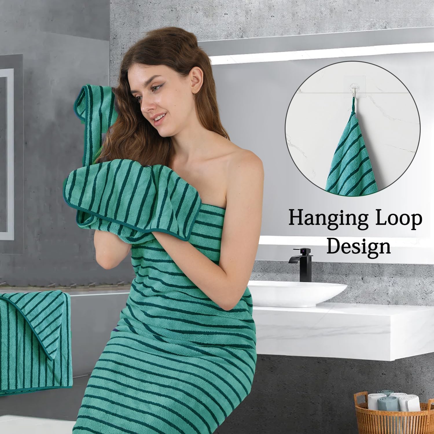 Mistyrose Bath Towels,8 Pack Large Bath Towels Set Super Absorbent Microfiber Bath Sheets-2 Oversized Bath Sheets 2 Hand Towels 4 Washcloths for Family Hotel Spa Gym(Emerald Green)