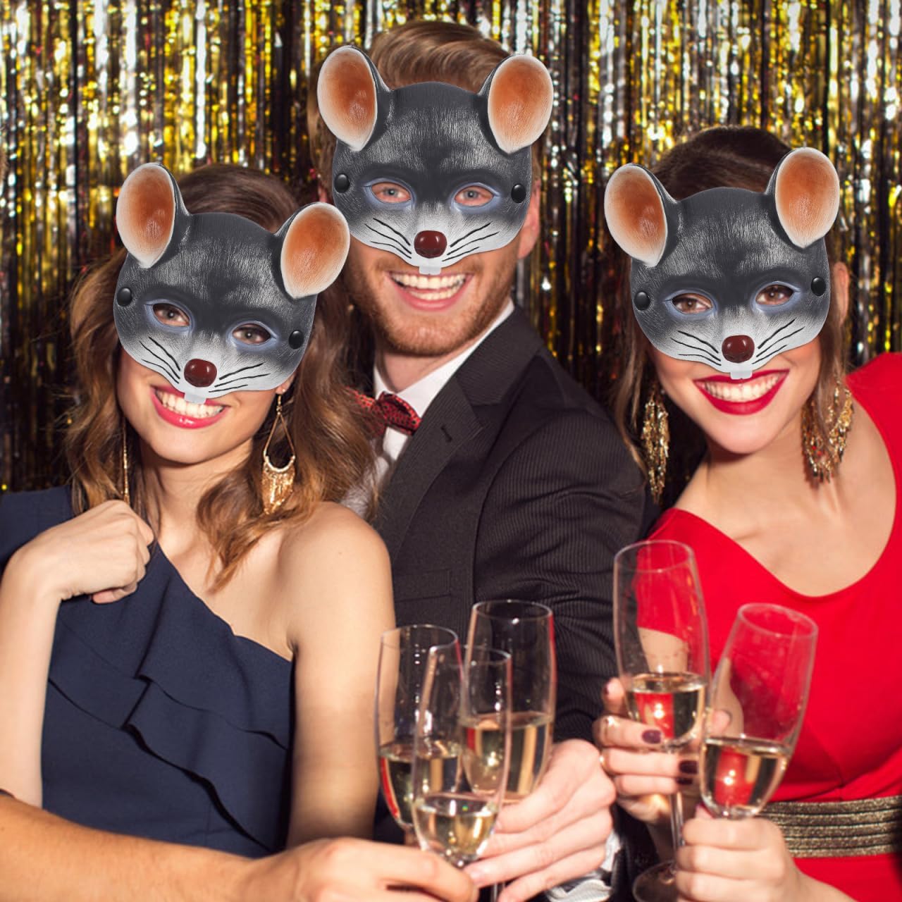 jojofuny Grey Rat Mask: 3D Scar Rat Head Mask Half Face Animal Mouse Costume for Halloween Carnival Masquerade Cosplay Party Props - Image 5