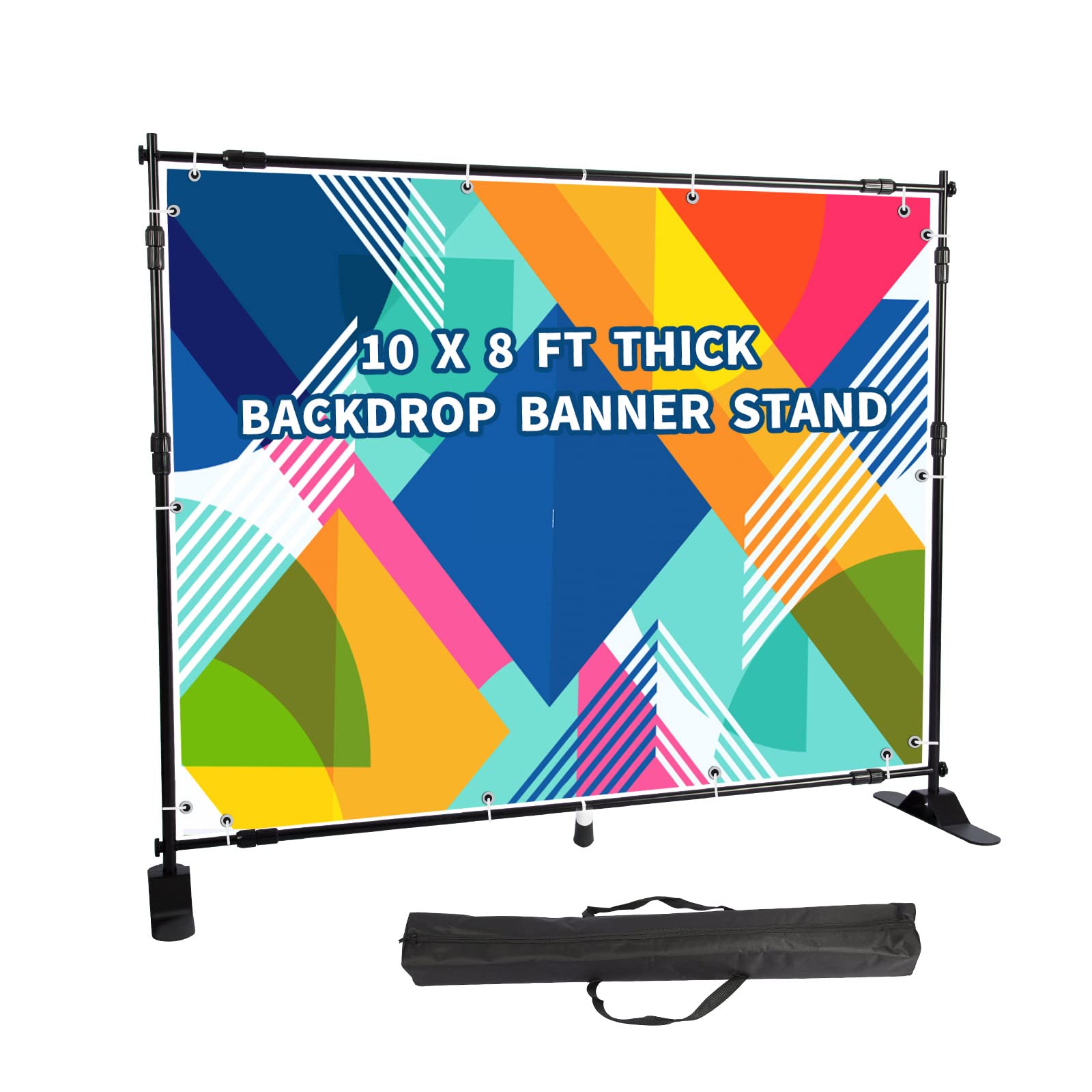 Photo 1 of MALKARON 10 x 8 Ft Backdrop Banner Stand Heavy Duty Telescoping Step and Repeat Display Background Stand Adjustable Height & Width for Trade Show Party Wall Exhibitor Photo Booth Background with Carrying Bag
