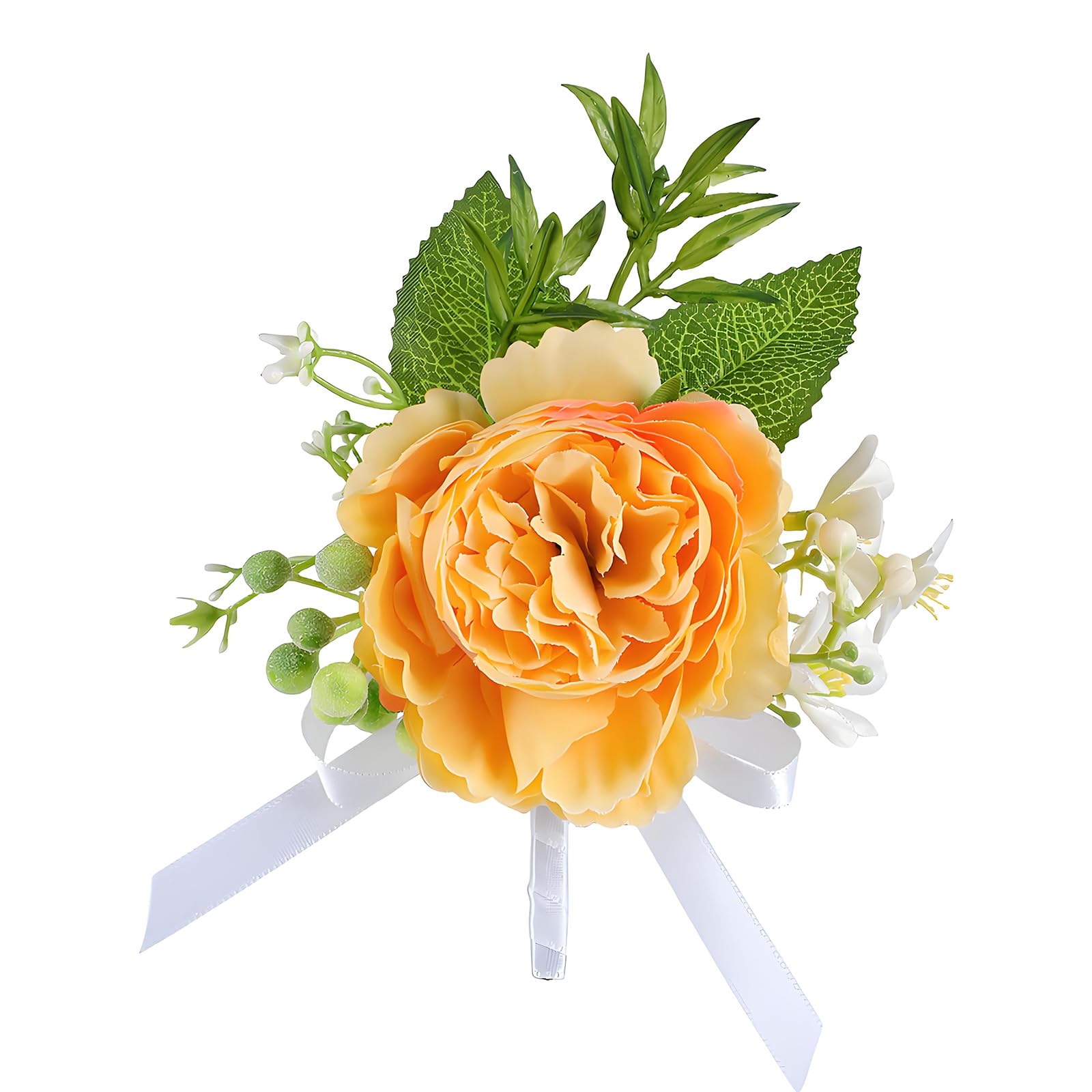 NEWFT Wedding Boutonniere Artificial Rose Wrist Corsage for Bridesmaids Groomsmen Wedding Ceremony Graduation Prom Event