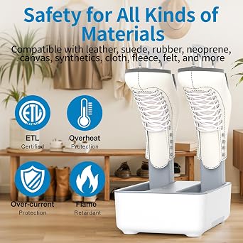 LAVIEAIR Boot Dryer and Deodorizer for Work Boots, Sneakers and Gloves, Portable Shoe Dryer with Retractable Hoses, Timer, and Heat Control