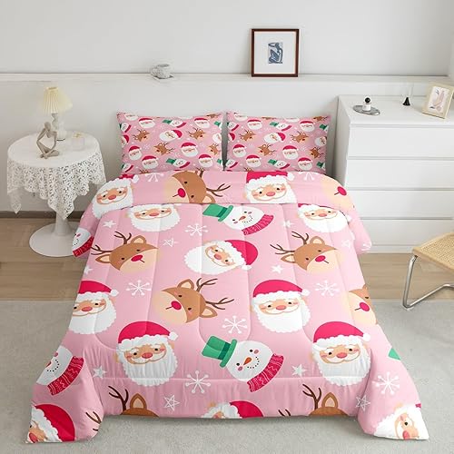 Miniatura 37 de Juego de edredón de Navidad para niños tamaño queen, ropa de cama festiva de dulces navideños, decoración de dormitorio/cabaña de Navidad para Multi