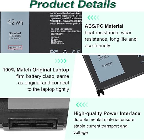 Miniatura 3 de WDX0R - Batería para portátil Dell Inspiron 15 7579 7569 5578 5565 5567 5568 5570 5775 5579 7560 7570 13 5378 5368 7375 7368 7377 40 52 Serie 5765