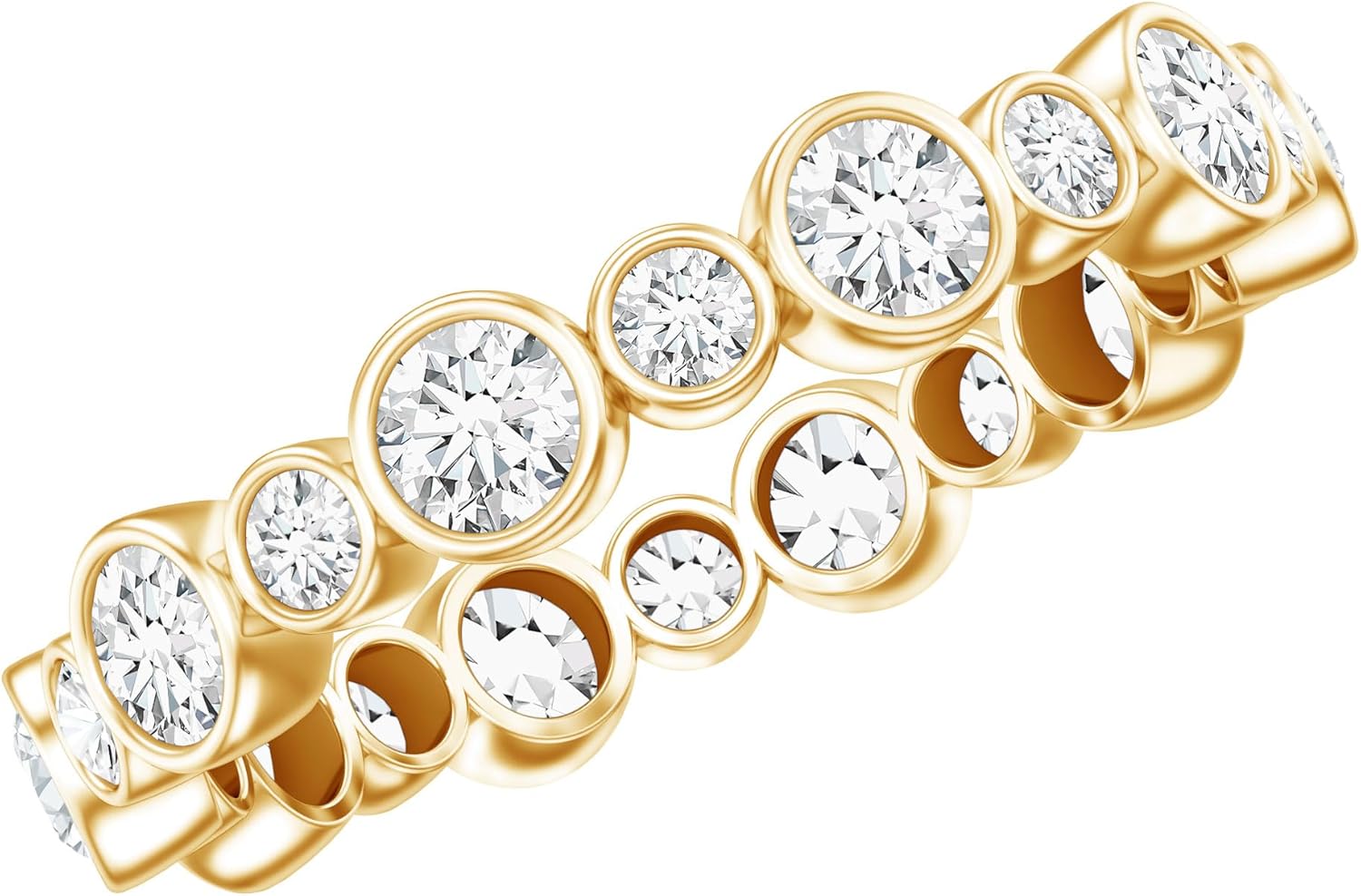 Certified Lab Grown Diamond Stackable Ring, Ef-VS Quality, Bezel Set Diamond Eternity Band - Wedding Ring For Bride