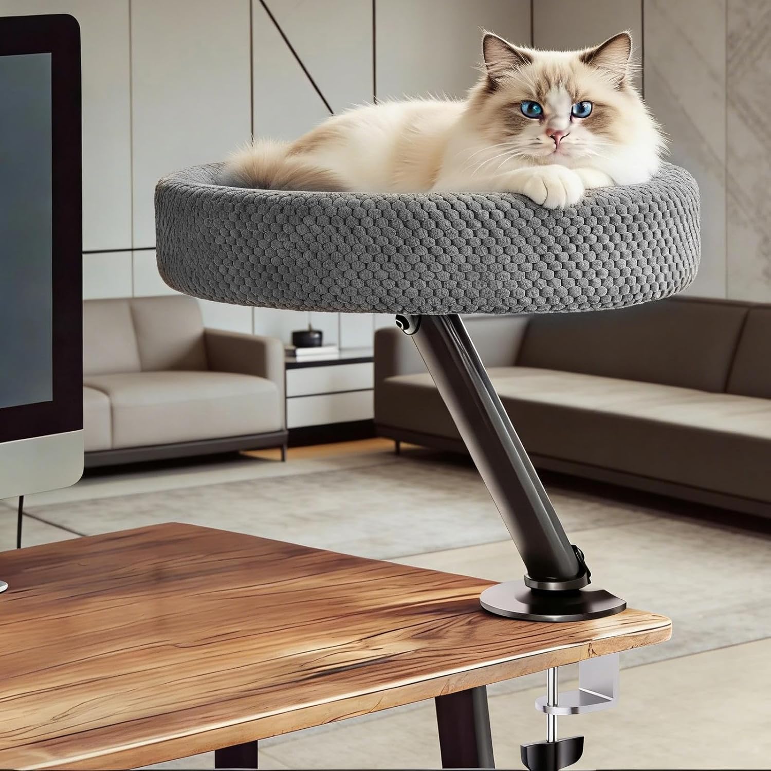 デスクトップ用猫ベッド 机の上専用ペット寝床,子猫トンネル睡眠ネスト | 猫ベッドデスクマウント | 屋内屋外家庭旅行寝室バルコニー