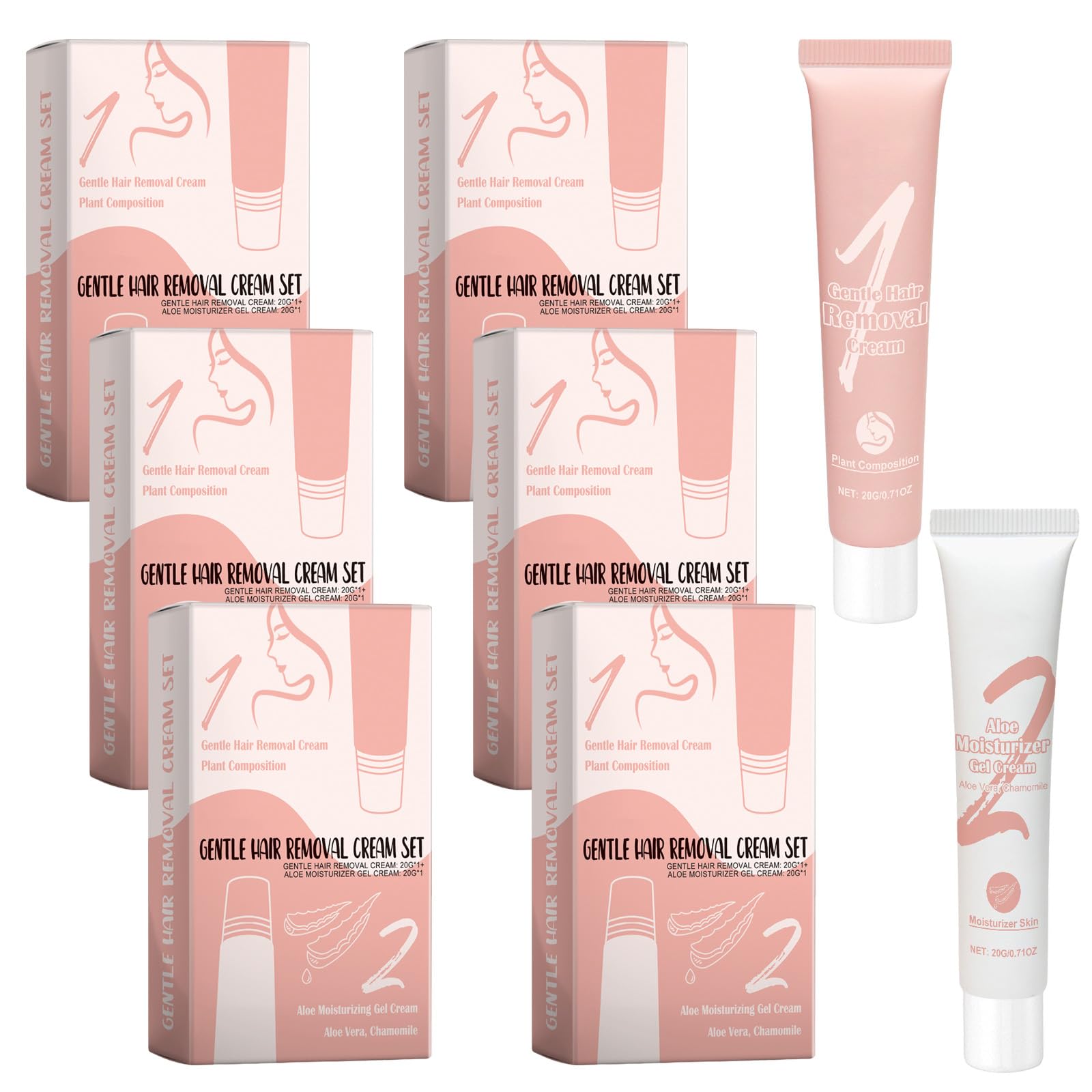 Aurlux - Crema depilazione per la rimozione dei peli del viso da donna, crema depilazione bikini, depilazione istantanea, crema depilazione indolore e idratazione (6 pezzi)