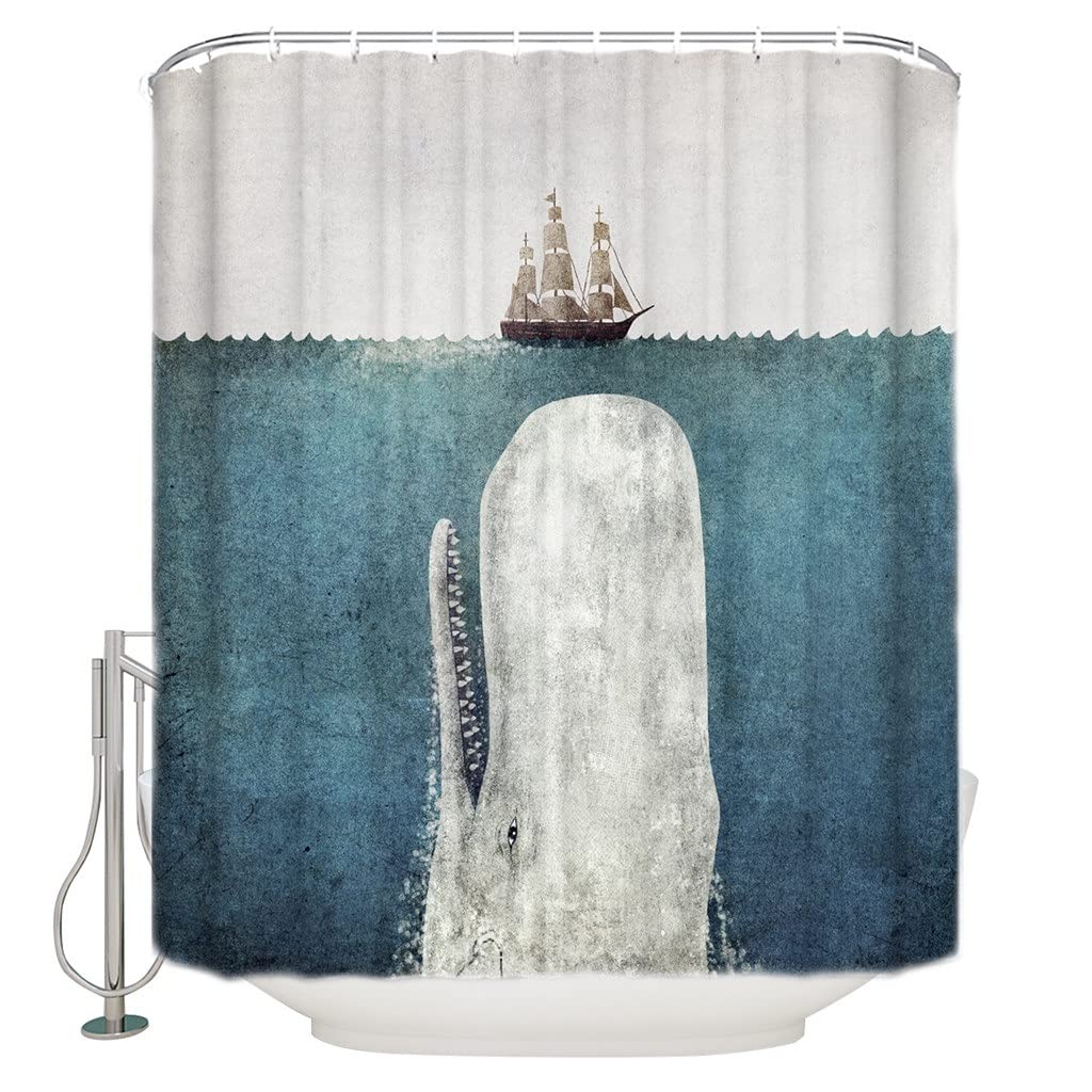 MOBYGKFY Vintage Extra Long Fabric Bath Shower Curtains Bathroom Decor Sets with Hooks