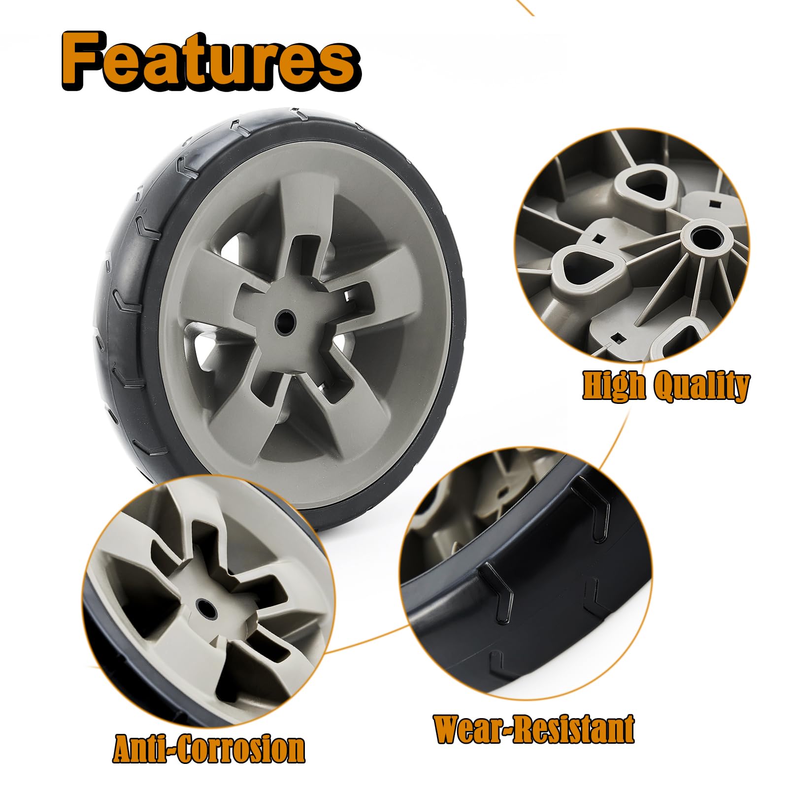 67445 Genesis II Grill Wheel Replacement Parts for Weber Wheels 8 Inch Genesis II/II LX 200 300 400 600 Series Grill Parts Weber Genesis II E-310 II E-410 II E-330 II E-610 II E-210 GS4 BBQ Parts 6