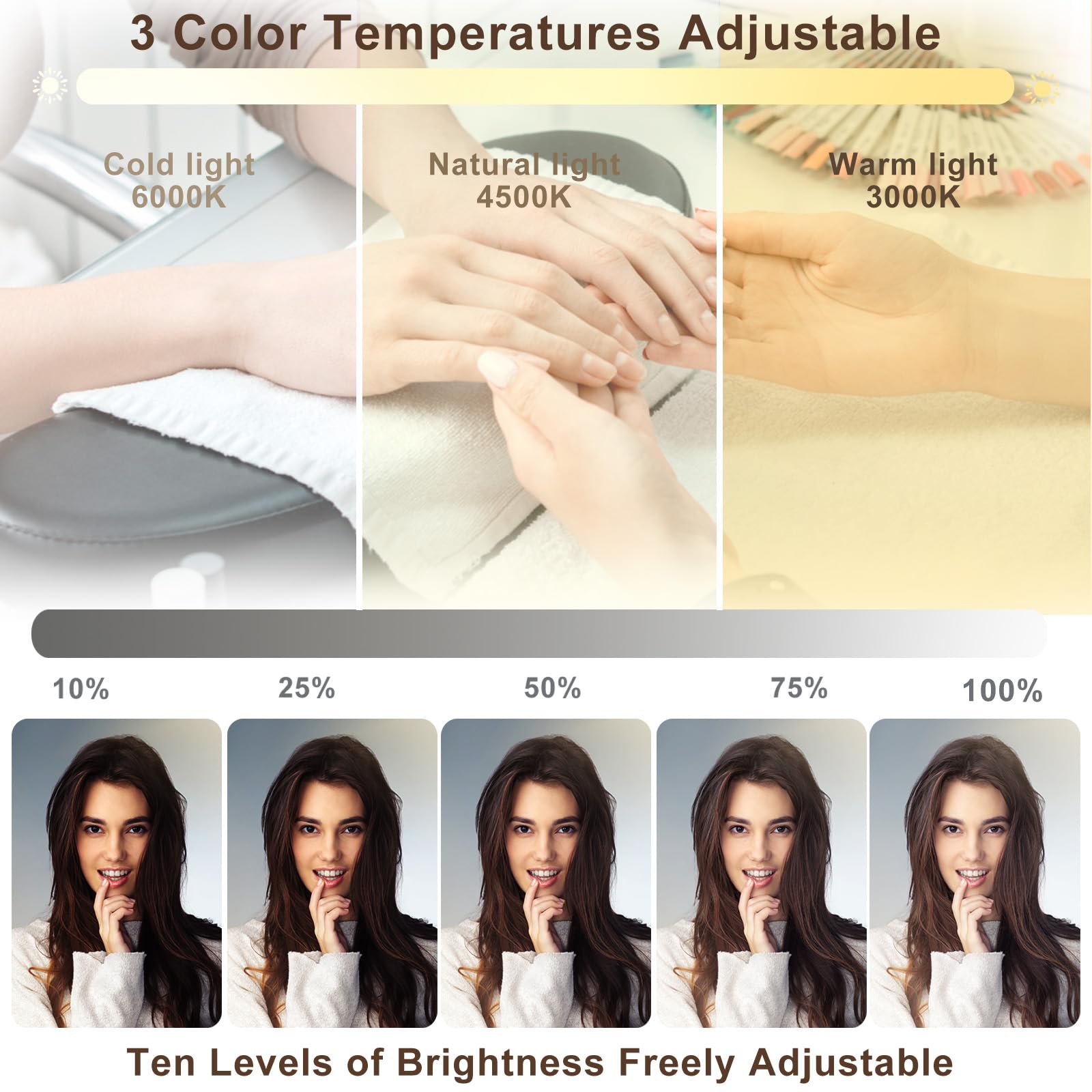 VINGVO Half Moon Lamp, Foldable 3000‑6000k Half Moon Light, Nail Desk Lamp with Phone Holder - Image 3