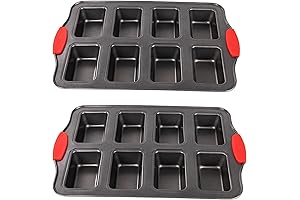 2 Packs 8-Cavity Non-Stick Mini Loaf Pan for Baking Bread