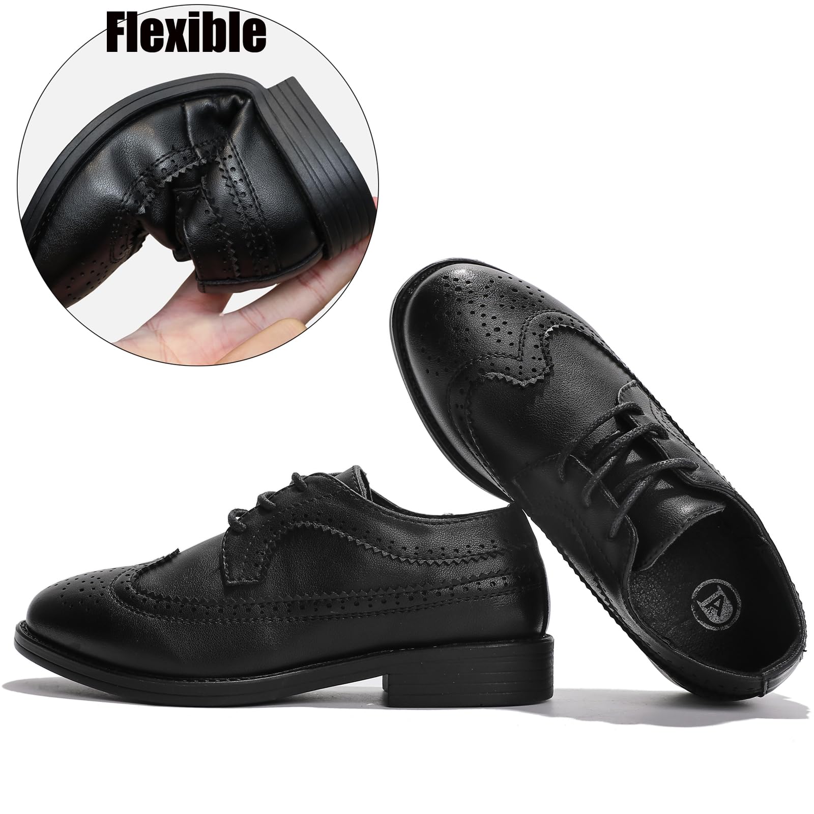 WUIWUIYU Garçons Chaussures habillées Brogue en Cuir Chaussures de Mariage Chaussure Uniforme Scolaire