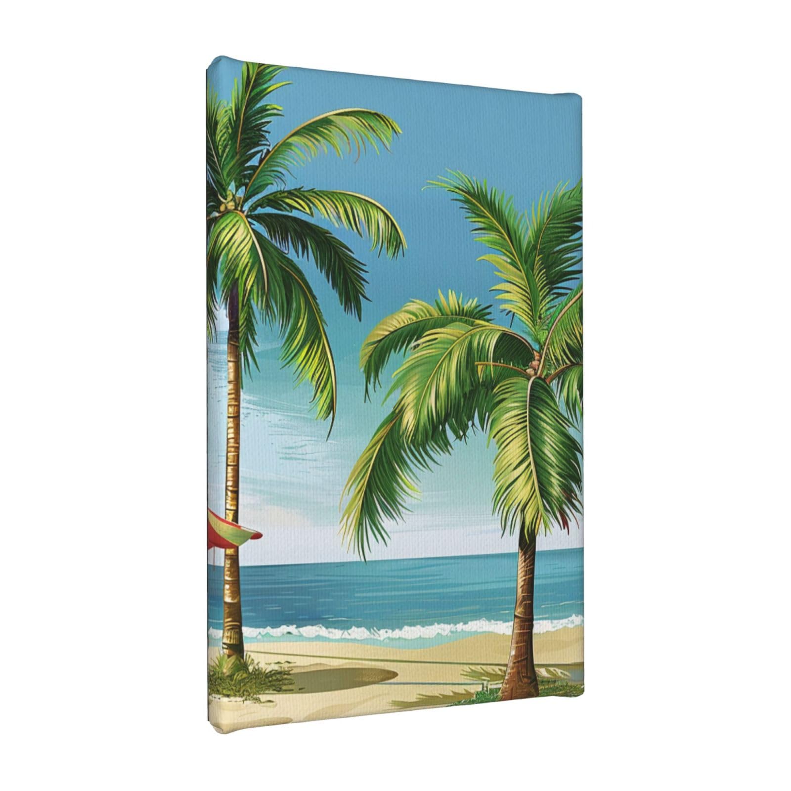 YKLJG Tropical Palm Tree Printed Wall Art Canvas Painting 20x30 CM Wooden Framed Picture Painting Artwork Prints for Bedroom Kitchen Home Office Decor