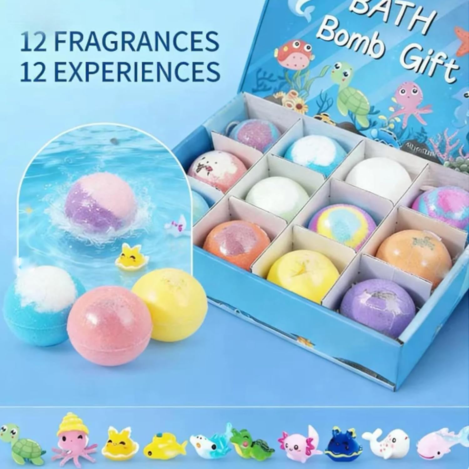 12 Pack Bath Bomb Gift Set for Kids, Easter Bath Bombs for Kids with Surprise Inside, Kid Bath Bombs Gift Set, Colorful Bubble Bath Fizzy Ball, Ideal Birthday Christmas Easter Gift