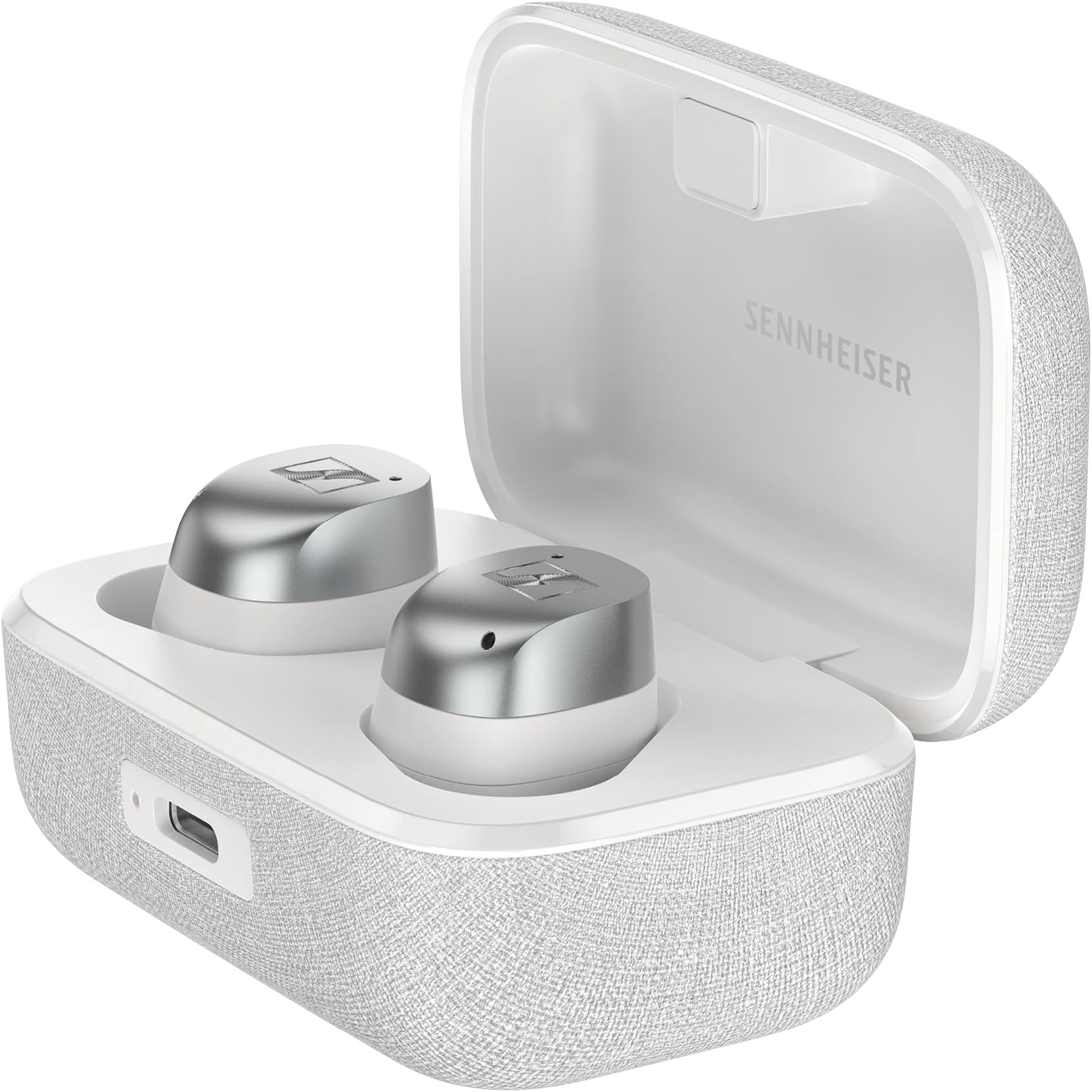 MOMENTUM True Wireless 4 Smart Earbuds with Bluetooth 5.4, Crystal-Clear Sound, Comfortable Design, 30-Hour Battery Life, Adaptive ANC, LE and Auracast - White Silver