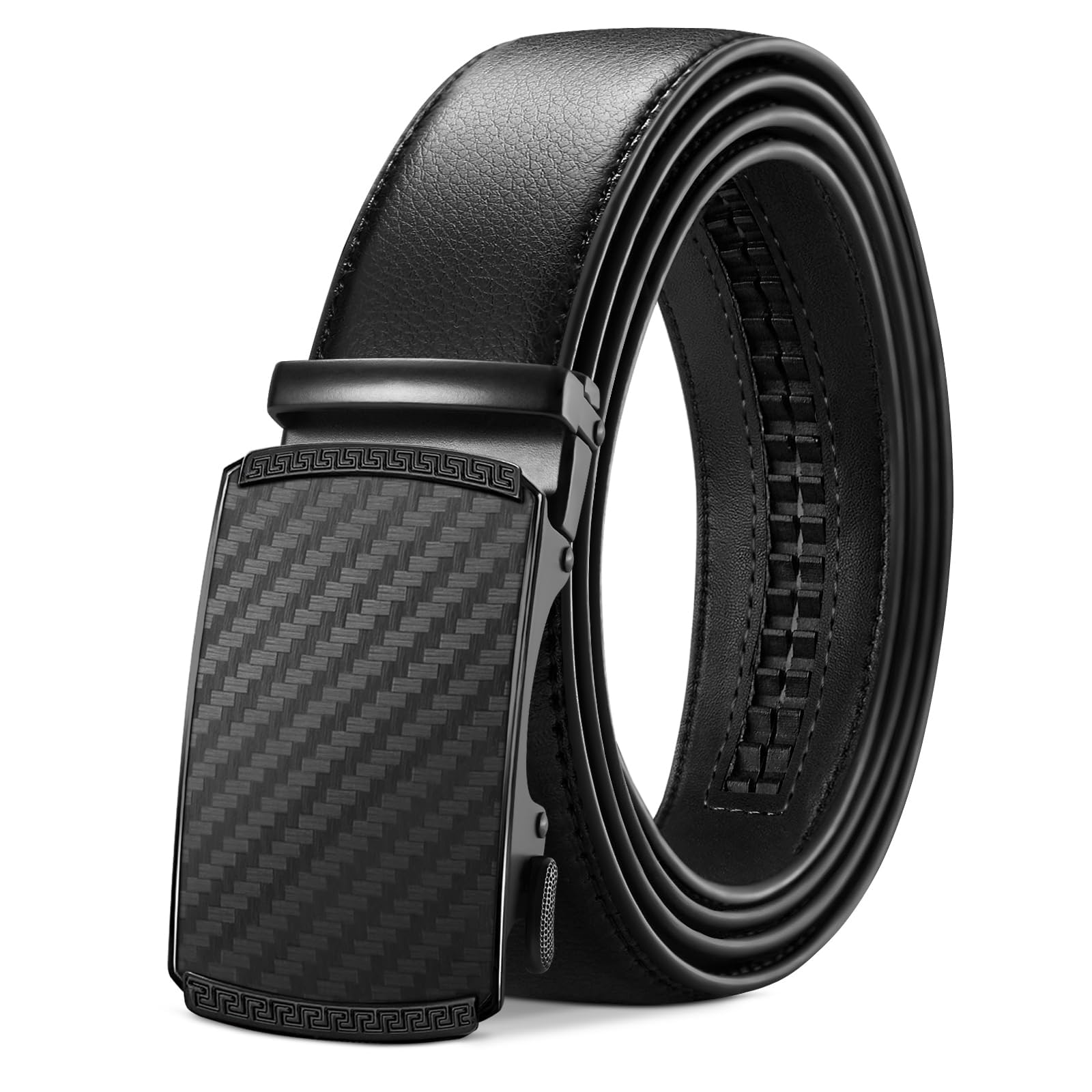 TANGCHAO Gürtel Herren,Ledergürtel Ratsche Automatikschließe für Herren Business Anzug Jeans, 35mm Gürtel,Größe Einstellbar