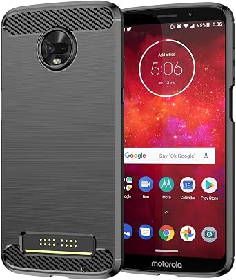 Case for Moto Z3 Play Case, for Motorola Z3 Case, for Moto Z3 Force XT1929 Case Slim TPU Case Shock-Absorption Protective Shockproof Phone Cover for Motorola Moto Z3 Play Black