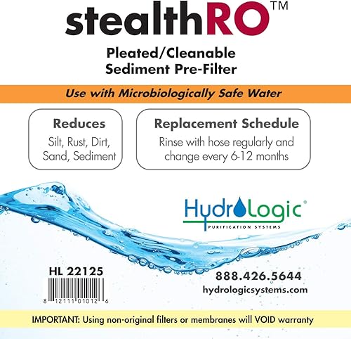 Miniatura 3 de Hydro-Logic Purification Systems HydroLogic Stealth-RO - Filtro de sedimento plisado lavable 22125 Filtración hidropónica de agua para jardinería