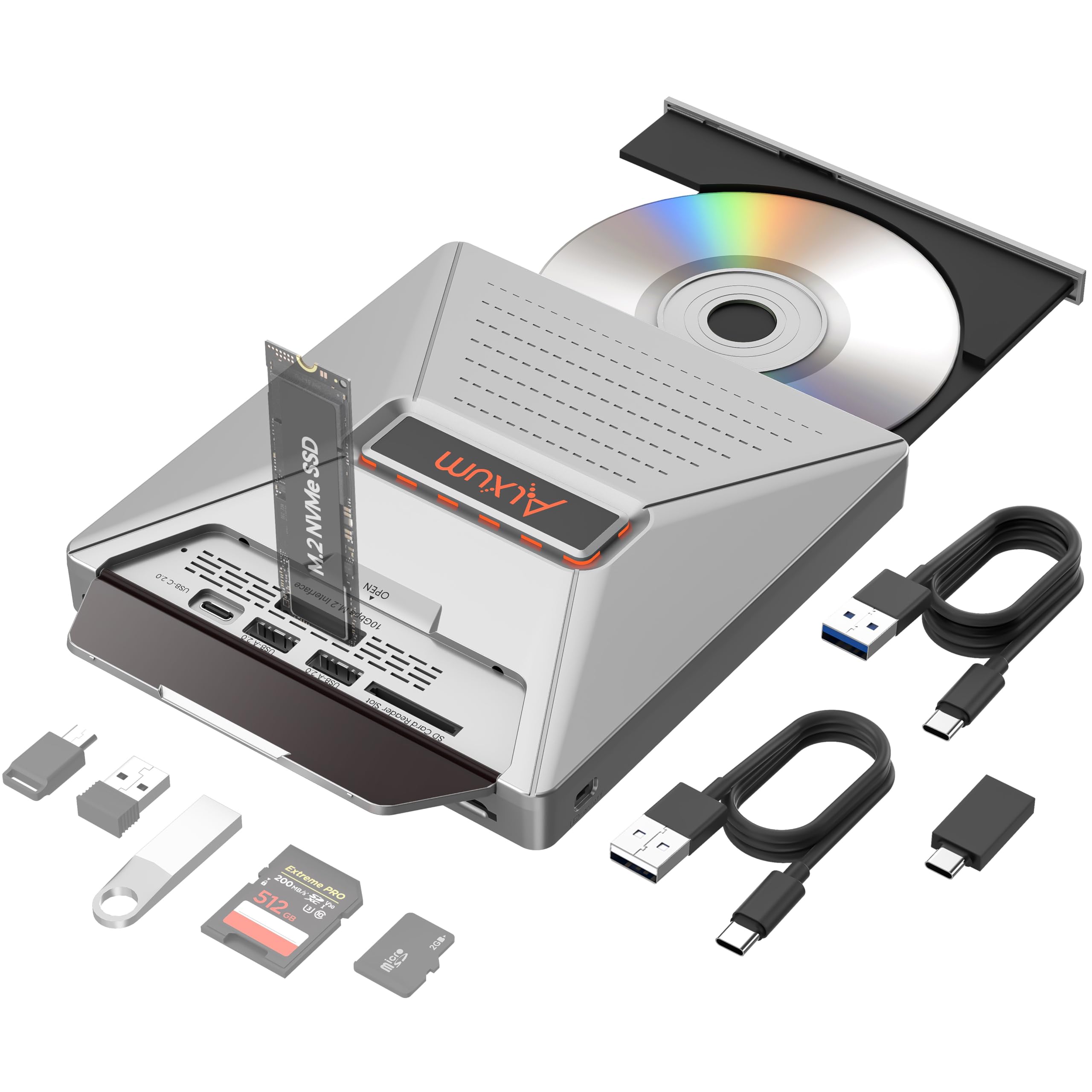 Alxum 7-in-1 External CD DVD Drive