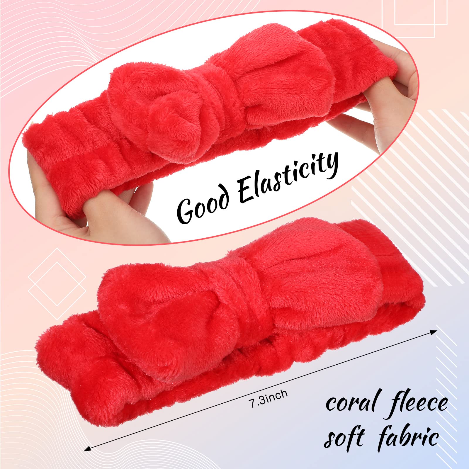 24 fasce per capelli per trucco facciale con fiocco, fascia per capelli soffici per lavare il viso spa (stile moderno)