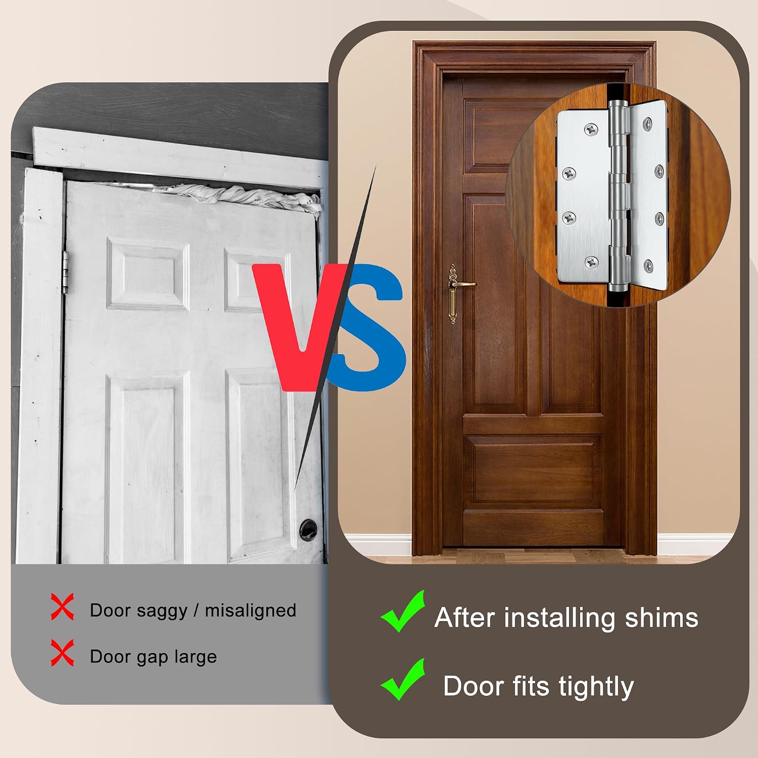 10 Pack Door Hinge Shims, 4 Inch Lenth 0.040 Inch Thickness Hardware for Door Hinge Repair Kit (Style A)