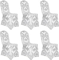 Vista 9 de Juego de 1 fundas decorativas para sillas de comedor, con estampado de flores doradas, extraíbles, lavables, de elastano, para fiestas, bodas