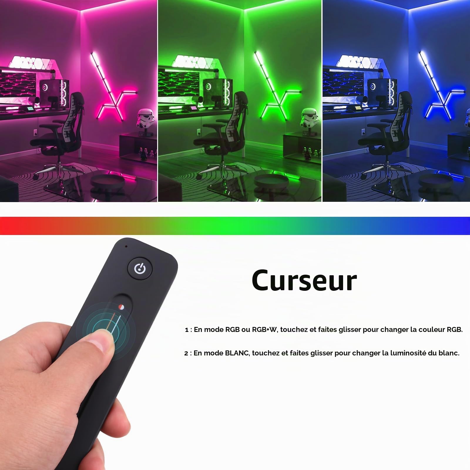 JOYLIT Contrôleur LED RGBW avec Télécommande RF 2.4GHz, DC 12-24V 4CH X 4A/CH, 192W-384W pour SMD COB RGBW, RGB, CCT, Gradation Mono Couleur (VP + R14)