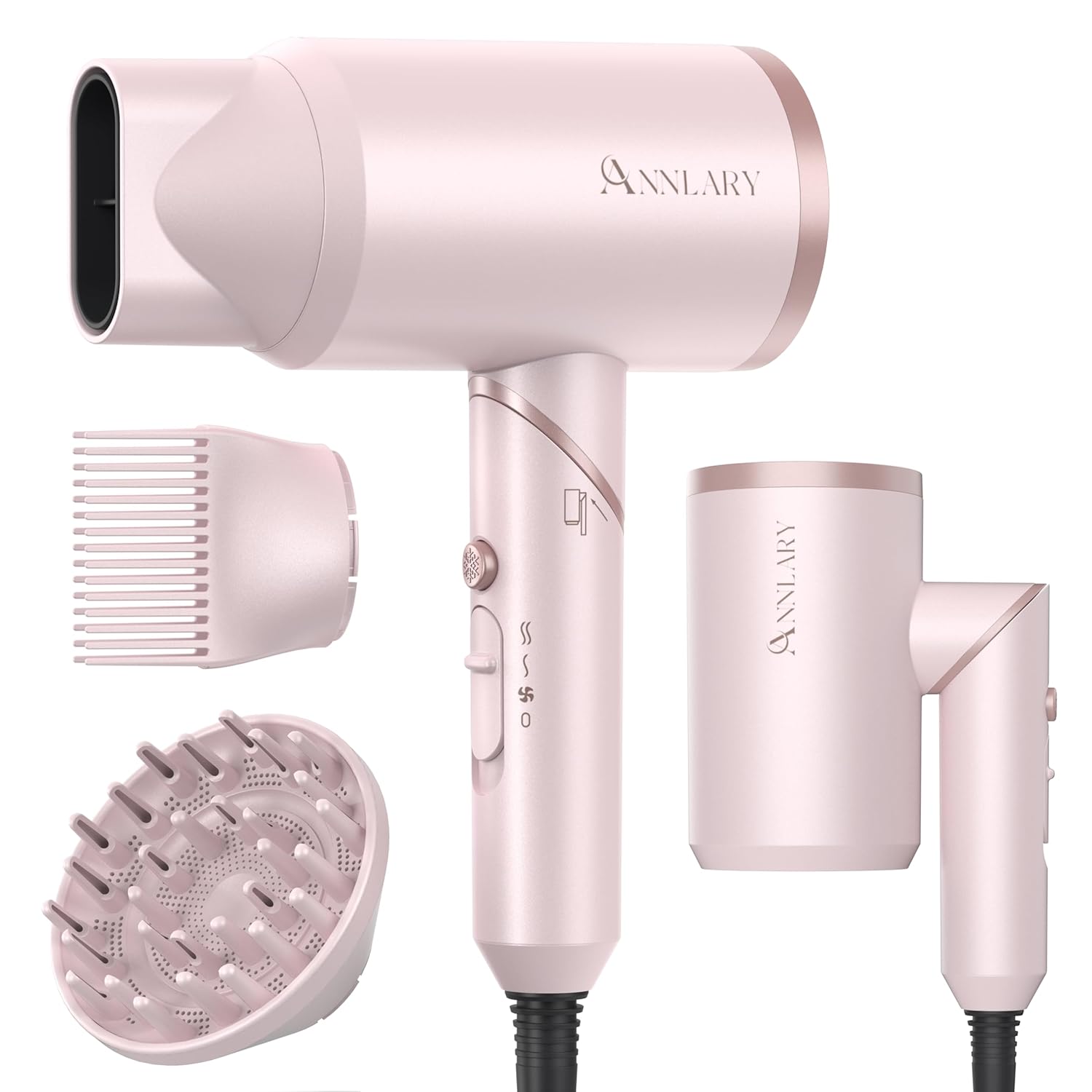 Hair Dryer with Comb 1800W Blow Dryer with Diffuser for Curly Hair Plasma Ionic Hairdryer for Frizz Control