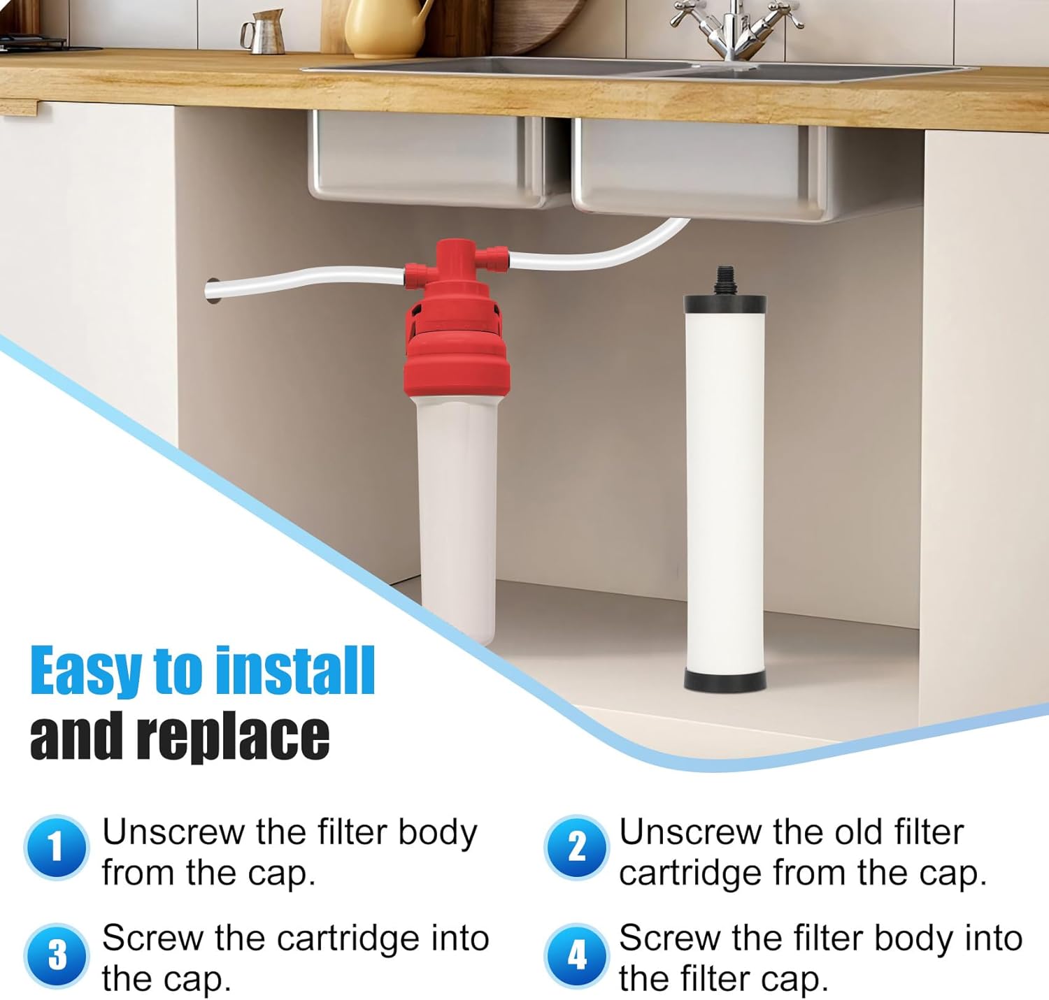 FRC06 Filter Cartridge, FRC06 Filter Replacement for Franke Water Filter, Filters Compatible with Franke FRCNSTR/FRC06 and FRCNSTR100/FRC06FRC06 Filters (2 PACK）