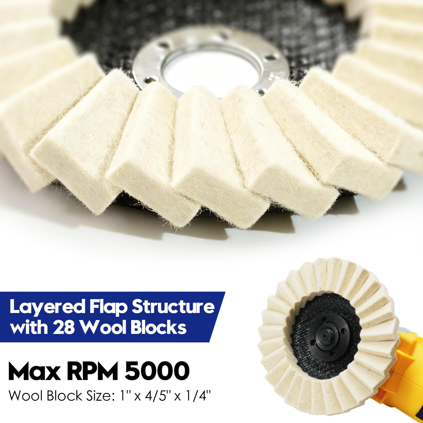 Wool Felt Flap Discs - Polishing for Angle Grinders -4