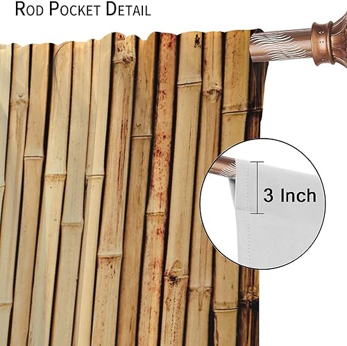 Miniatura 6 de Cortina con estampado de bambú, estilo japonés, tela para el hogar, sala de estar, dormitorio, cocina, baño, decoración opaca con bolsillo para