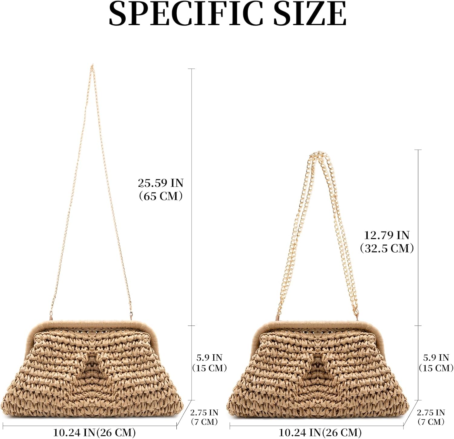 Straw Clutch Purses - Straw Crossbody Bags for Women Woven Purse Beach Handbags Cloud Dumpling Pouch
