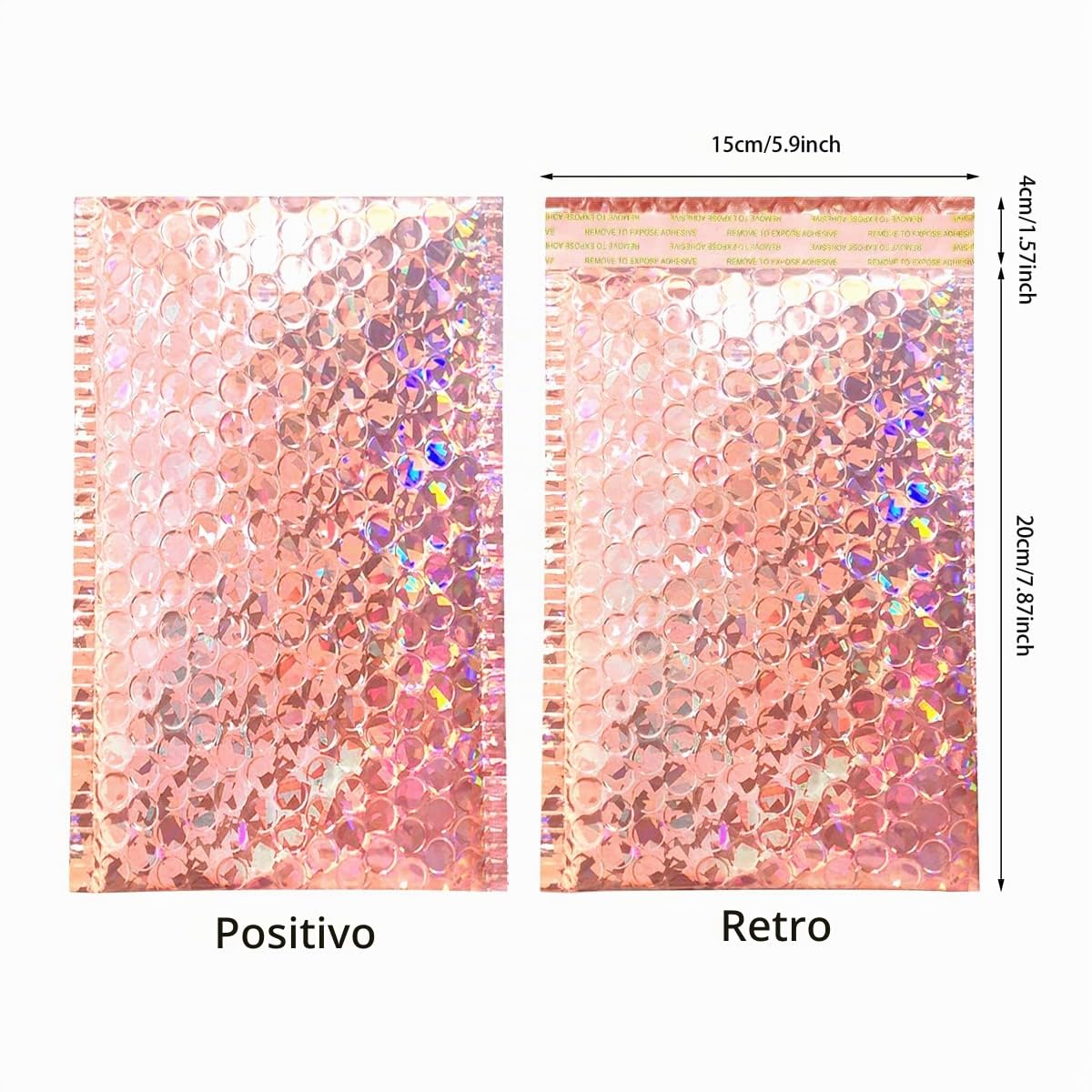40 Pezzi Buste Imbottite Autosigillanti in Polietilene - Metalliche Con Imbottitura Olografica - Sacchetti Poly Bubble Per Spedizione e Imballaggio