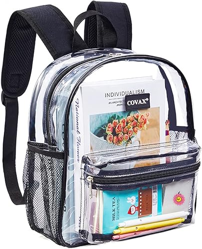 COVAX Mochila transparente aprobada por el estadio mochila transparente transparente transparente con correas reforzadas para la escuela conciertos