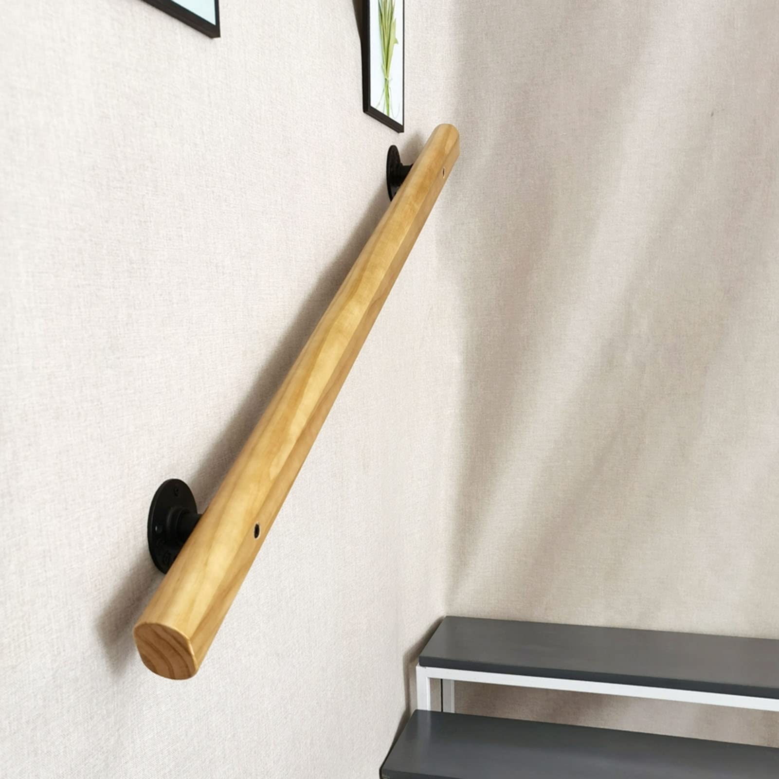 Rampe d'escalier en bois massif antidérapante pour couloir intérieur