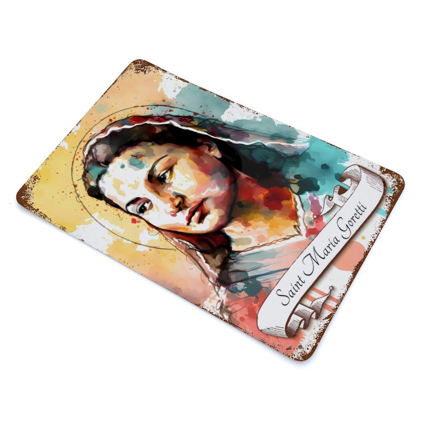 Saint Maria Goretti Rusty Metal Tin Sign 11.8"x7.9", Industrial Home Decor for Garage, Pub Or Kitchen