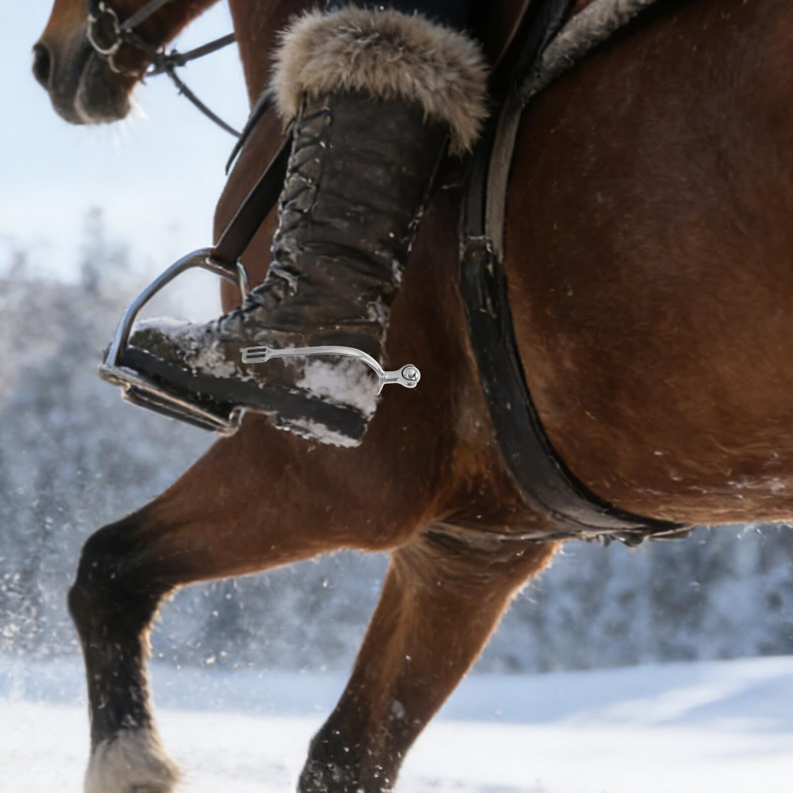 Speroni da Equitazione in Acciaio Inox con Palla Rotante, Sperone Inglese per Uomo, Accessori per Cavalli, per Principianti, Cowboy e Spettacoli Equestre